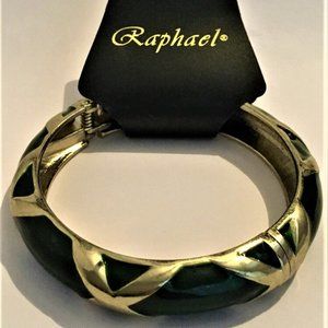 NEW RAPHAEL METALLIC Green And Gold XXX CLAMPER Bangle Bracelet NICE QUALITY